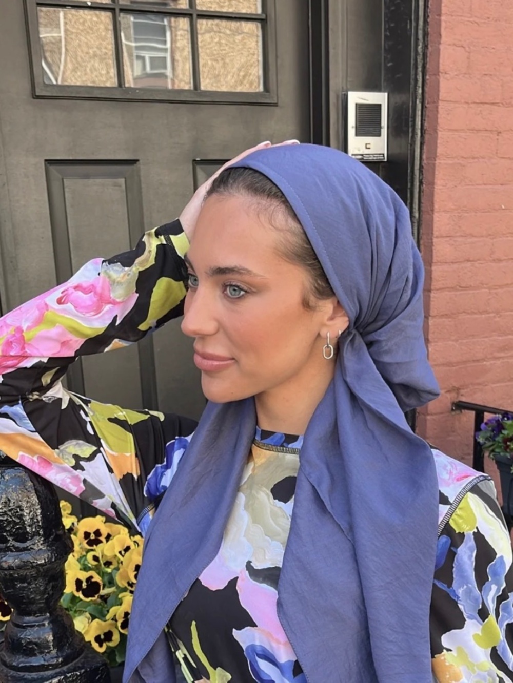 NWOT Tal New York Solid Soft Pretied Headscarf Dark Grey